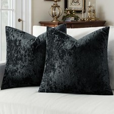 Velvet Throw Pillow Covers Set of 2, Soft Neutral 20" x 20" Pack of 2 Black