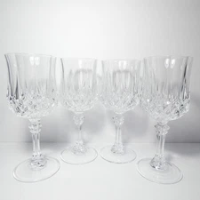 Cristal D'arques Lead Crystal Water Wine Glass Goblet Longchamp 8 oz 7.25" Set 4