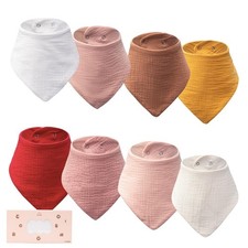 8-Pack Baby Drool Bibs Adjustable Cotton Waterproof for Newborn to Toddler