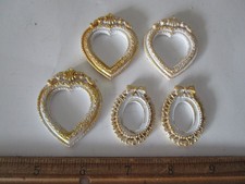 Lot OF 5 DOLLHOUSE MINIATURE Antique White Picture Painting Frames 1/12 1/24