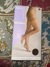 Silk Impressions Pantyhose 2 Pack Small Coffee Bean 15 Denier Ultra Fine Sheer