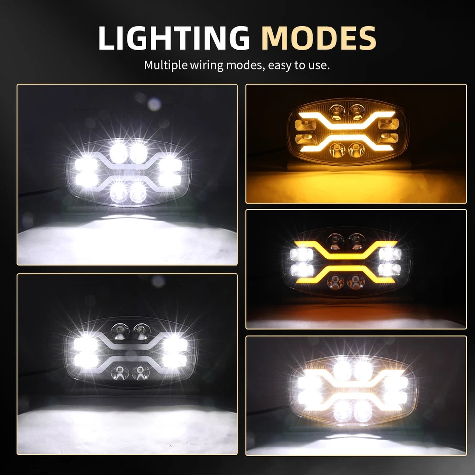 4PCS 10" FULL LED SPOT LIGHT WHITE AMBER DRL 12V 24V Jumbo Oval TRUCK VAN - Image 2 of 4