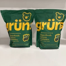 2 Bags Of Gruns Adults Super Greens Gummy Bears (56 Individual Packs)