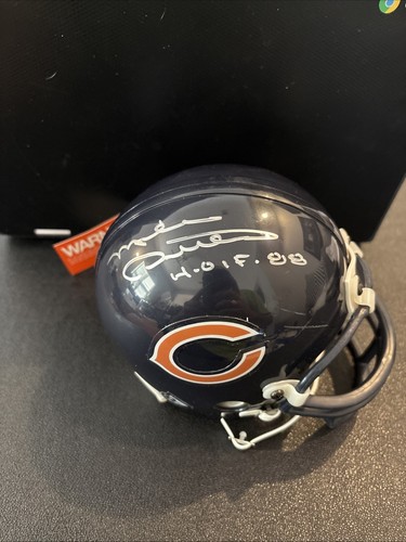 NFL FOOTBALL~SIGNED MIKE DITKA RIDDELL MINI CHICAGO BEARS HELMET INSC. “HOF 88”