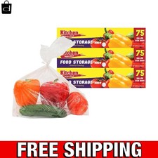 1 Gallon Size Food Storage Bags with Twist-Ties. 225 Bags  3 Boxes of 75 Bags