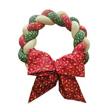 Vintage Handmade Braided Quilted Gingham Fabric Christmas Cottage Granny Wreath