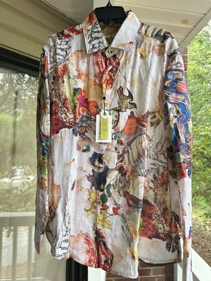 Robert Graham Limited Edition MORELLI GALAXY Embroidered  Linen shirt size XL