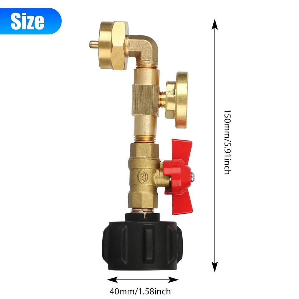 Adaptador de recarga de propano tanque de 5 a 40 lb con medidor y válvula de control de encendido y apagado EE. UU. Foto 2 de 4