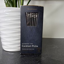 William Sonoma Set Of 6 Stainless Cocktail Picks Geometric Sticks