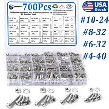 #10-24 #8-32 #6-32 #4-40 Stainless Phillips Pan Head Machine Screws Nuts Washers