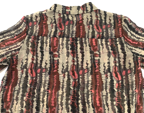 Timing Semi Sheer Watercolor Blouse Womens Medium Multicolor Button Down Pocket - Picture 5 of 11