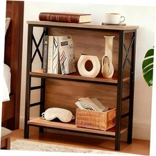 Book Shelf,Small 3-Tier Industrial 3-tier (11.8"D x 29.5"W x 29.2"H) Brown