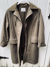 Helmut Lang Trench Coat Size 38 Italy wool blend lining, suede button holes Y2K 