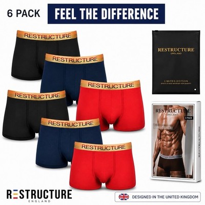 Herren Bambus Unterwäsche Boxershorts 6er Pack Soft Stretch Atmungsaktiv Classic Fit