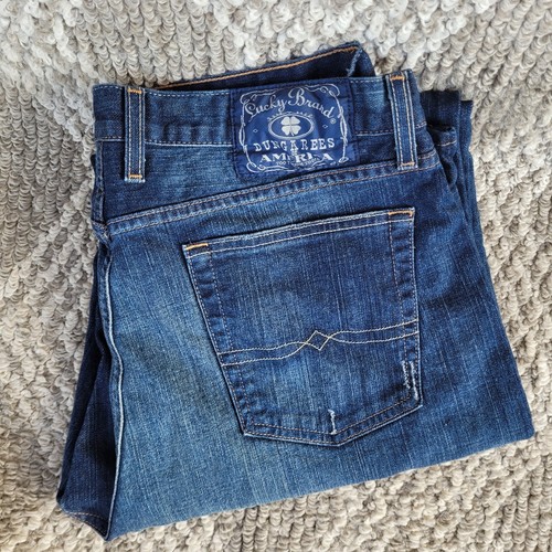 Lucky Brand Jeans Herren 36x32 Bootcut Loose Fit Dark Latzhose Gene Montesano Y2K - Bild 2 von 15