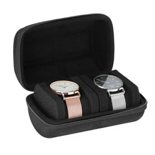 LETURE 2-10 Slot Hard Watch Travel Case, Watch Roll Case Storage 2 SLOTS-BLACK