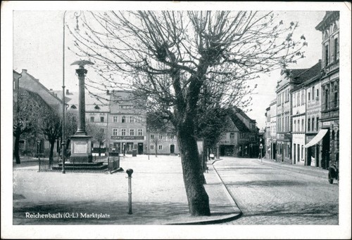 Ansichtskarte Reichenbach (Oberlausitz) Marktplatz, Kriegerdenkmal 1934 - Bild 2 von 3