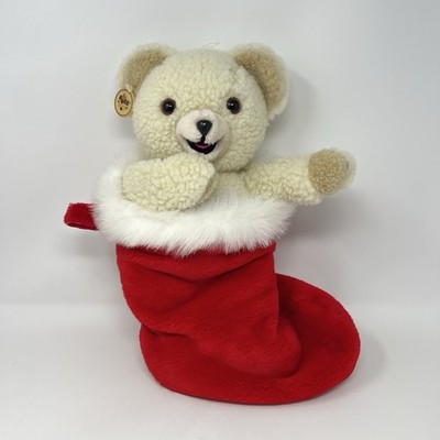 Russ Snuggle Bear Christmas Stocking Lever 18  Plush Stuffed Plushie 1986 80s
