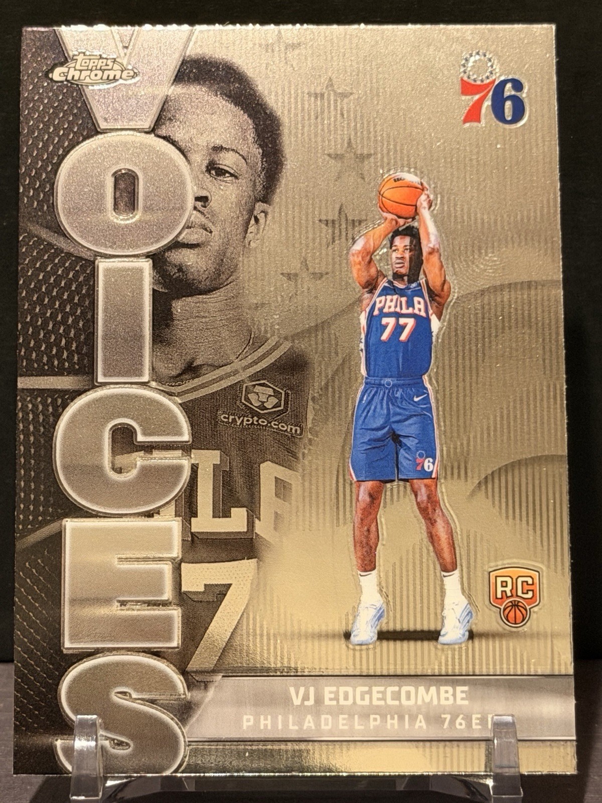 2025-26 Topps Chrome VJ Edgecombe Voices Insert Rookie VS-8