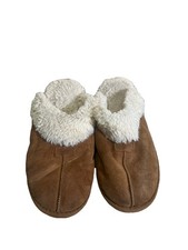 Secret Treasures Brown Suede Clog Platform Slippers Faux Fur Lined Womens Sz 9