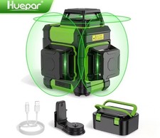 Huepar HM03CG 12 LINES 3D 360 Cross Line  Green Laser Level with Hard Case