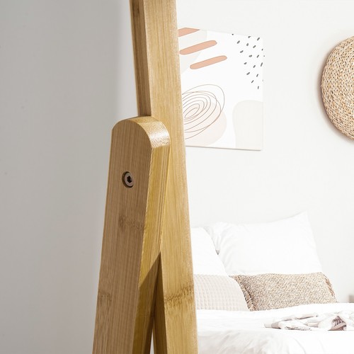 HOMCOM Specchio con Cornice in Bambù e Cassetto in MDF per Camera da Letto - Foto 9 di 10