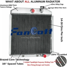 Fongoff 4 Row Aluminum Radiator Fit 1955-1959 GMC Truck 4.4L 5.2L 5.3L 5.7L 6.1L