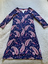 Talbots Women Paisley 3/4 Sleeve Henley Knee A-Line Dress Blue Size XS