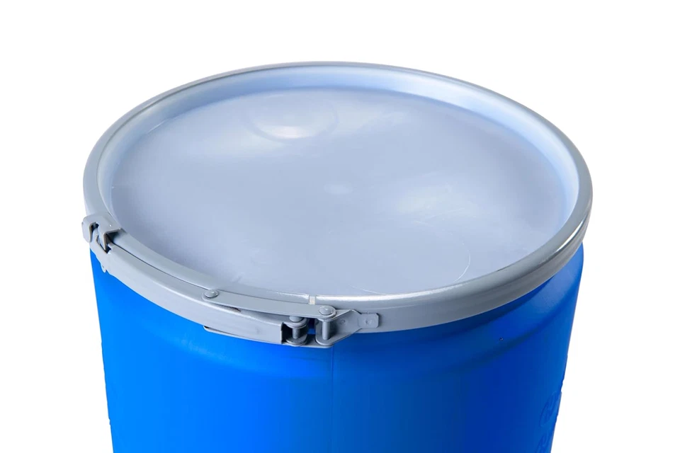Tambor de plástico de 14 galones con tapa, bloqueo de palanca de metal, 26,5"X15", paquete de laboratorio de cabeza abierta Foto 3 de 4