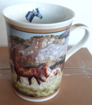 Danbury Mint horse Wild Spirits porcelain mug At the Crossing by Claire Goldrick