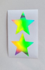 Beautiful Rainbow Hologram Foil Silver Stars Sticker Set