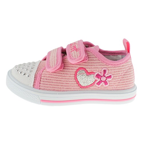 Girls canvas shoes trainers sneakers size 3-7UK BABY SPARKLY pumps Leather sole! - 第 2/7 張圖片