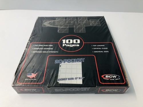 100 BCW 20 Pocket Album Pages Sheet For 2X2 Coin Flips Holder Pogs Storage New!