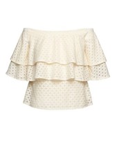 New Banana Republic Off Shoulder Blouse Top S Ivory Ruffle Tiered Flounce