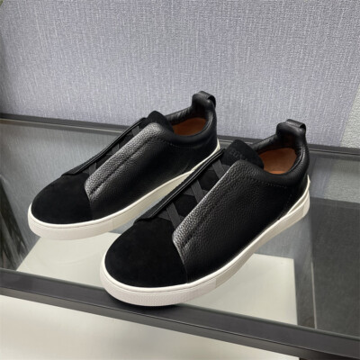 Zegna TRIPLE STITC three needle men's low cut sneakers black