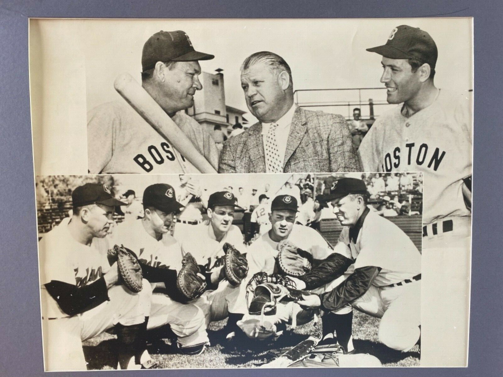 Rare 1950s Original Photograph 14x17 photo Boston Red Sox Cleveland Indians WOW