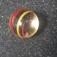 Vintage Akro Agate Corkscrew Marble Clear with Red  Yellow Swirl 5/8"