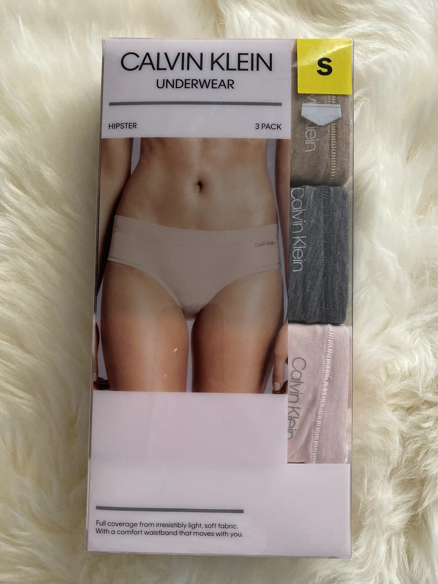 Calvin Klein Women's Underwear Hipster Panties Panty 3-Pack- SMALL