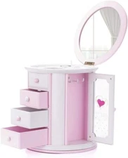 Renawe Girls Musical Jewelry Box Cute Kids Necklace Storage Case for Pink 