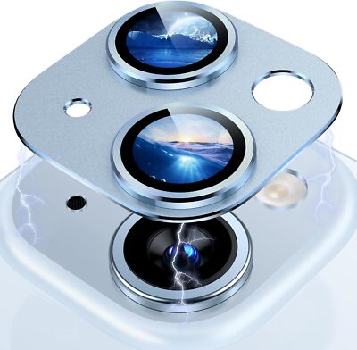For iPhone 15/15 Plus Tempered Glass Metal Camera Lens Protector Full Cover