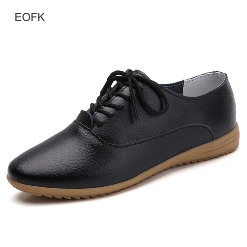 Women Oxford Shoes Leather Ballet Flats Lace Up Soft Casual Comfortable Ladies - Bild 19 von 42
