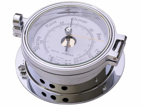 BAROMETER, CHROME on CAST BRASS, ROYAL MARINER 116mm  #C622RC