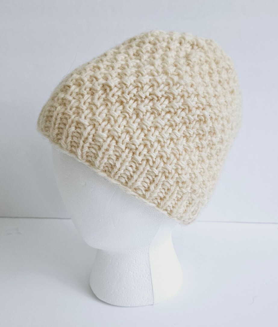 Cappello invernale in lana himalayana pony berretto da donna coda di cavallo foro nepal bianco crema