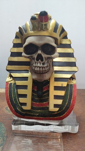 Ancient Egypt King Tut Skull Statue Mask Of King Tutankhaman 7" Tall Bust - Picture 7 of 14