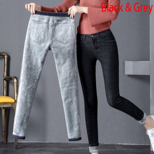 Thermal Fleece Jeans Denim Pants 