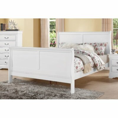 White Queen Size Sleigh Style Bed Frame Solid Wood ...