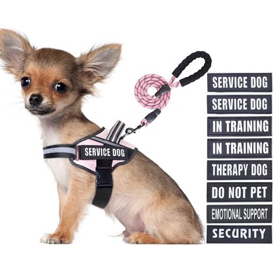 Service Dog Vest Harness and Leash Set, in Training Dog Harness with 10 Dog P...