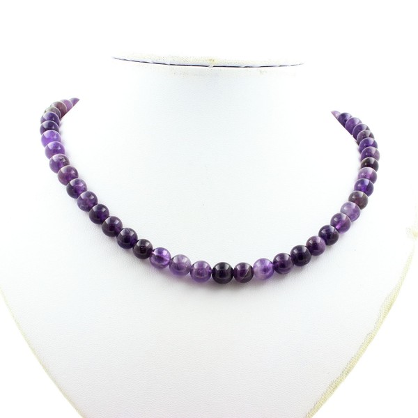 A Bijoux Collier Perlen Amethyst 8 Mm Kette Aus Stahl-image