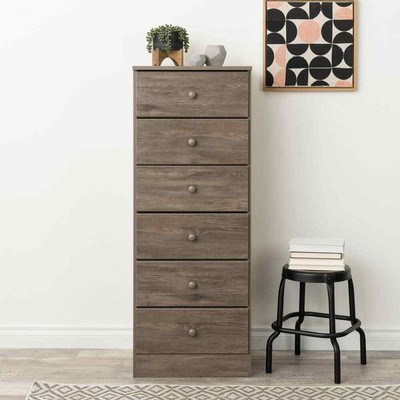 Prepac Chest Of Drawers 52''Hx20''W 6-Drawer Composite Astrid Drifted Gray Finish