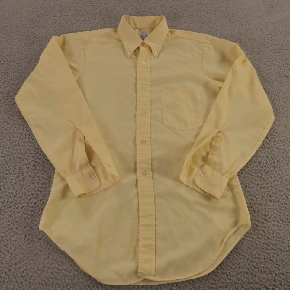 VTG Arrow Shirt Mens MYellow Dacron Polyester Cotton Decton Oxford OCBD USA - Image 2 of 4